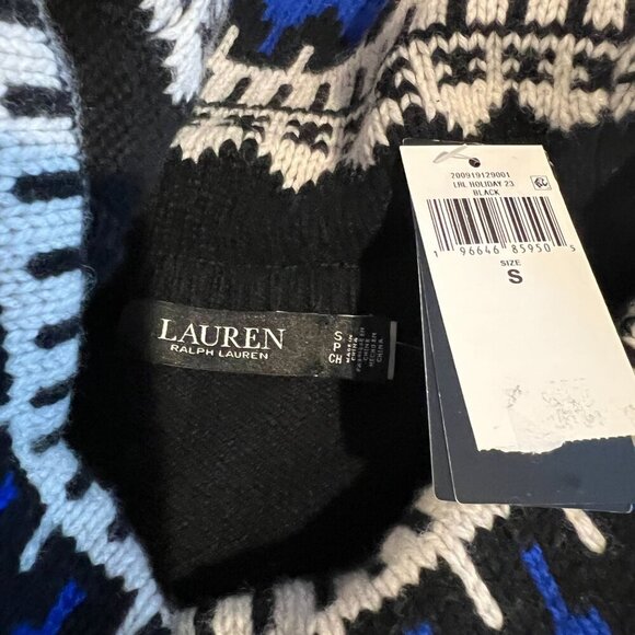 Lauren Ralph Lauren Black Label Fair Isle Off the Shoulder Sweater Dress Small - Picture 6 of 9